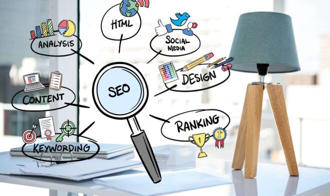 digital composite of business graphics with office background seo-businessgraphic